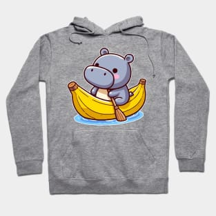 cute hippo on banana canoe Hoodie